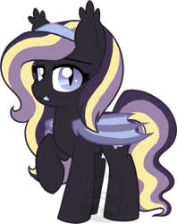 Size: 555x700 | Tagged: safe, artist:tambelon, oc, oc only, oc:evening glory, bat pony, pony, female, mare, solo, watermark