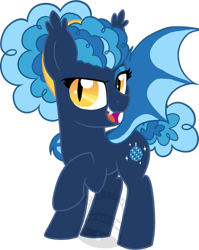 Size: 557x700 | Tagged: safe, artist:tambelon, oc, oc only, oc:disco diva, bat pony, pony, female, mare, solo, watermark