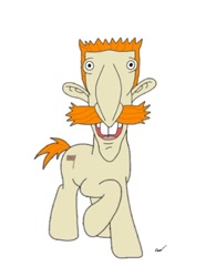 Size: 426x573 | Tagged: safe, artist:pizzamovies, oc, oc only, oc:pizzamovies, pony, cutie mark, lightly watermarked, looking at you, meme, nigel thornberry, ponified, smiling, solo, walrus moustache, watermark