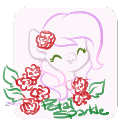 Size: 833x857 | Tagged: safe, artist:coffeecuppup, oc, oc only, oc:petal sparkle, flower, rose, sketch, solo