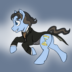 Size: 1440x1440 | Tagged: safe, artist:deyogee, pony, clothes, crossover, doctor who, eighth doctor, paul mcgann, ponified, running, solo