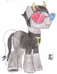 Size: 2550x3300 | Tagged: safe, artist:aridne, pony, troll, homestuck, ponified, sollux captor, solo, traditional art