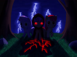 Size: 4806x3597 | Tagged: safe, artist:aklimovich, apple bloom, scootaloo, sweetie belle, cutie mark crusaders, evil, glowing eyes, grim reaper