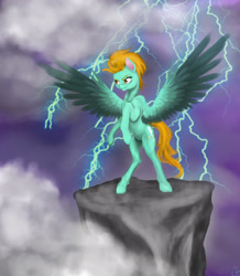 Size: 2822x3233 | Tagged: safe, artist:vinicius040598, lightning dust, lightning, rearing, solo, spread wings