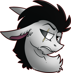 Size: 701x722 | Tagged: safe, artist:dr-idiot, oc, oc only, oc:edge pone, pony, bust, chest fluff, fluffy, grumpy, portrait, scar, solo