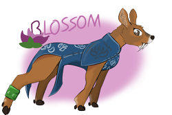 Size: 1200x800 | Tagged: safe, artist:tartsarts, oc, oc only, oc:blossom, deer, cheongsam, chinese water deer, clothes, cloven hooves, fangs, jewelry, simple background, solo, water deer