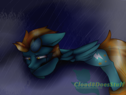 Size: 4096x3112 | Tagged: safe, artist:cloud8doesstuff, lightning dust, crying, rain, sad, solo