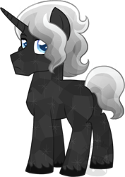 Size: 495x700 | Tagged: safe, artist:tambelon, oc, oc only, oc:somber night, crystal pony, pony, unicorn, male, offspring, parent:king sombra, parent:oc:opalescent pearl, parents:canon x oc, simple background, solo, stallion, transparent background, watermark