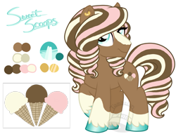 Size: 915x700 | Tagged: safe, artist:tambelon, oc, oc only, oc:sweet scoops, earth pony, pony, drag, drag queen, male, reference sheet, solo, stallion, trap, watermark