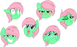 Size: 1024x626 | Tagged: safe, artist:kellythedrawinguni, oc, oc only, oc:pending storm, pony, :c, blushing, duckface, expressions, faic, female, frown, mare, solo