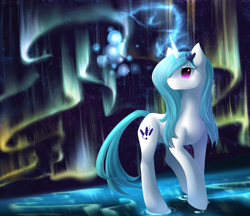 Size: 2666x2300 | Tagged: safe, artist:qiluo soul, oc, oc only, pony, unicorn, aurora borealis, pixiv