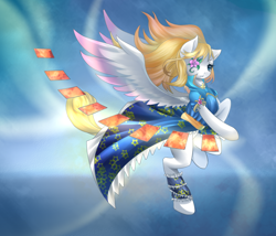 Size: 1400x1200 | Tagged: safe, artist:qiluo soul, oc, oc only, pegasus, pony, clothes, dress, pixiv, solo