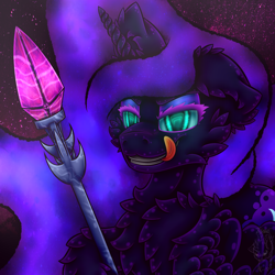 Size: 3000x3000 | Tagged: safe, artist:infanio, nightmare moon, alicorn, pony, fluffy, hoof hold, scepter, solo, speedpaint, tongue out