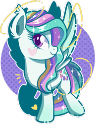 Size: 900x1171 | Tagged: safe, artist:xwhitedreamsx, oc, oc only, oc:glitter glam, pegasus, pony, commission, female, mare, raised hoof, smiling, solo, spread wings