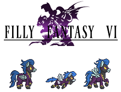 Size: 250x190 | Tagged: safe, artist:rydelfox, descent, nightshade, clothes, costume, filly fantasy vi, pixel art, shadowbolts, shadowbolts costume, sprite