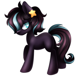 Size: 2116x2099 | Tagged: safe, artist:scarlet-spectrum, oc, oc only, oc:lunar arrow, earth pony, pony, blank flank, commission, ear piercing, earring, female, jewelry, mare, piercing, raised hoof, simple background, solo, transparent background
