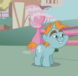 Size: 653x637 | Tagged: safe, screencap, snips, pony, unicorn, colt, horn, male, smiling, solo