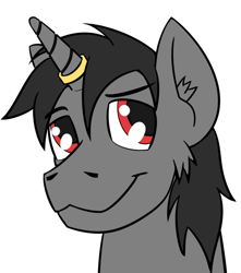 Size: 879x994 | Tagged: safe, artist:wcnimbus, oc, oc only, pony, unicorn, horn ring, male, request, ring, smiling, solo, stallion