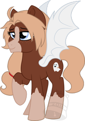 Size: 490x700 | Tagged: safe, artist:tambelon, oc, oc only, oc:fright night, pony, bat wings, female, mare, solo, watermark