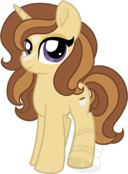 Size: 515x700 | Tagged: safe, artist:tambelon, oc, oc only, oc:chai latte, pony, unicorn, female, mare, offspring, parent:cinnamon chai, parent:donut joe, solo, watermark