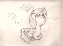 Size: 2332x1698 | Tagged: safe, artist:silversthreads, twilight sparkle, twilight sparkle (alicorn), alicorn, pony, daily sketch, sketch, solo, traditional art