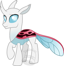 Size: 679x700 | Tagged: safe, artist:tambelon, oc, oc only, oc:silk, changedling, changeling, changedling oc, changeling oc, female, simple background, solo, transparent background, watermark, white changeling