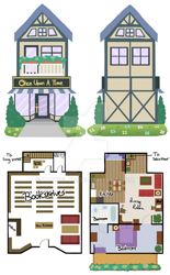 Size: 600x969 | Tagged: safe, artist:tambelon, building, floor plan, house, shop, watermark