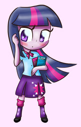 Size: 1024x1589 | Tagged: safe, artist:mlpbluesketch, twilight sparkle, equestria girls, blushing, female, simple background, solo