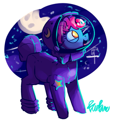 Size: 1173x1225 | Tagged: safe, artist:burrburro, oc, oc only, astronaut, female, filly, simple background, solo, space, spacesuit, stars