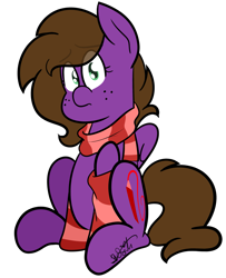 Size: 2337x2876 | Tagged: safe, artist:befishproductions, oc, oc only, oc:befish, clothes, freckles, scarf, signature, simple background, socks, solo, striped socks, transparent background