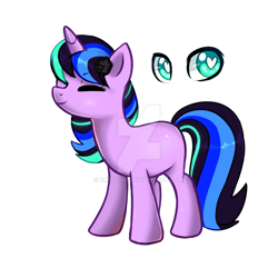 Size: 1024x1024 | Tagged: safe, artist:sugguk, oc, oc only, oc:neon rings, pony, unicorn, eyes closed, female, heart eyes, mare, simple background, solo, transparent background, watermark, wingding eyes