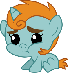 Size: 3001x3149 | Tagged: safe, artist:cloudyglow, snips, pony, unicorn, magic duel, baby, baby pony, beady eyes, cute, diasnips, high res, male, sad, simple background, solo, transparent background, vector, younger