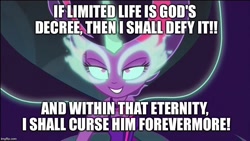 Size: 800x450 | Tagged: safe, edit, edited screencap, screencap, midnight sparkle, sci-twi, twilight sparkle, equestria girls, friendship games, castlevania, castlevania: lament of innocence, dracula, god, image macro, mathias cronqvist, meme, midnight sparkle's lines