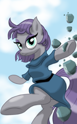 Size: 1200x1920 | Tagged: safe, artist:theroyalprincesses, maud pie, clothes, rock, solo, underhoof