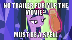 Size: 546x307 | Tagged: safe, edit, edited screencap, screencap, twilight sparkle, twilight sparkle (alicorn), alicorn, pony, my little pony: the movie, season 5, what about discord?, exploitable meme, image macro, meme, must be a spell, solo