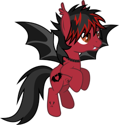 Size: 1655x1737 | Tagged: safe, artist:lightningbolt, derpibooru exclusive, bat pony, pony, .svg available, bat wings, dyed mane, ear fluff, fall out boy, fangs, flying, male, messy mane, pete wentz, ponified, simple background, slit eyes, solo, spread wings, stallion, svg, tattoo, transparent background, vector, wings