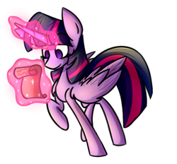 Size: 1726x1600 | Tagged: safe, artist:nekro-led, twilight sparkle, twilight sparkle (alicorn), alicorn, pony, magic, scroll, solo