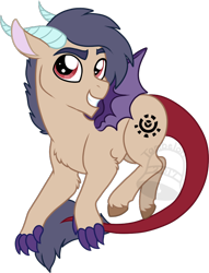 Size: 536x700 | Tagged: safe, artist:tambelon, oc, oc only, oc:oculus, draconequus, hybrid, chibi, draconequus oc, interspecies offspring, male, offspring, parent:discord, parent:princess celestia, parents:dislestia, simple background, solo, transparent background, watermark