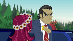 Size: 1280x720 | Tagged: safe, screencap, filthy rich, gloriosa daisy, equestria girls, legend of everfree, limousine, watch