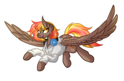 Size: 5000x3281 | Tagged: safe, artist:amazing-artsong, oc, oc only, oc:bonfire, pegasus, pony, absurd resolution, clothes, female, flying, headphones, hoodie, mare, simple background, solo, transparent background