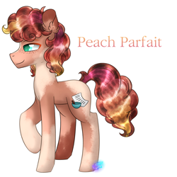 Size: 1024x1024 | Tagged: safe, artist:northlights8, oc, oc only, oc:peach parfait, pony, male, offspring, parent:cheese sandwich, parent:pinkie pie, parents:cheesepie, raised hoof, solo, stallion