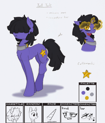 Size: 824x963 | Tagged: safe, artist:ravenpuff, oc, oc only, oc:tall tale, pony, unicorn, glowing horn, horn, magic, music notes, reference sheet, telekinesis, unicorn oc