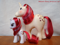 Size: 500x375 | Tagged: safe, artist:mohawkmax, baby moondancer, moondancer (g1), pony, g1, baby pony, custom, g1 to g4, generation leap, irl, photo, toy