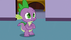 Size: 1366x768 | Tagged: safe, screencap, spike, dragon, spike at your service, male, scrunchy face, solo