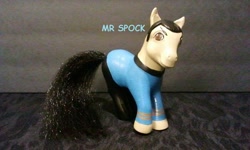 Size: 960x576 | Tagged: safe, artist:dannabats, pony, g3, comic sans, custom, irl, photo, ponified, solo, spock, star trek, toy