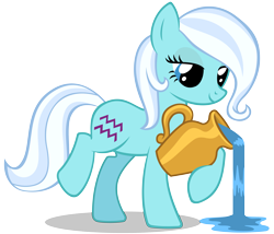 Size: 5833x5000 | Tagged: safe, artist:3luk, oc, oc only, oc:aquarius, earth pony, pony, absurd resolution, aquarius, female, jug, lidded eyes, mare, ponyscopes, simple background, solo, transparent background, vector, water, zodiac