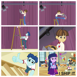 Size: 3264x3264 | Tagged: safe, edit, edited screencap, screencap, curly winds, heath burns, some blue guy, teddy t. touchdown, twilight sparkle, wiz kid, equestria girls, equestria girls (movie), shipper on deck, shipping, text, time to come together, twilight the shipper, wizwinds