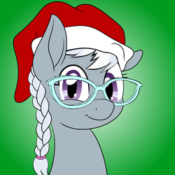 Size: 3500x3500 | Tagged: safe, artist:glacierfrostclaw, silver spoon, christmas, hat, santa hat, solo