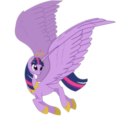 Size: 8000x7500 | Tagged: dead source, safe, artist:digitalwolfy, twilight sparkle, twilight sparkle (alicorn), alicorn, pony, absurd resolution, crown, female, flying, jewelry, large wings, mare, princess shoes, regalia, simple background, solo, spread wings, transparent background, vector, wings