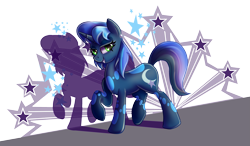Size: 2837x1653 | Tagged: safe, artist:elmutanto, oc, oc only, oc:april moon, pony, unicorn, fallout equestria, background removed, fallout, female, mare, moon, moon and star, navy, simple background, solo, stars, transparent background